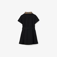 Check Collar Cotton Polo Shirt Dress in Black | Burberry® Official