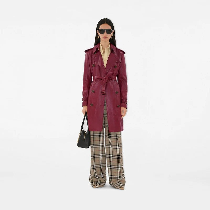 Mid-length Leather Kensington Trench Coat in Ripple - Women | Burberry® Official