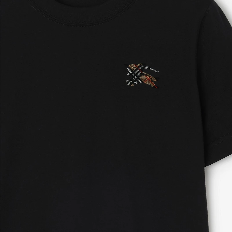 EKD Check Cotton T-shirt in Black - Women | Burberry® Official