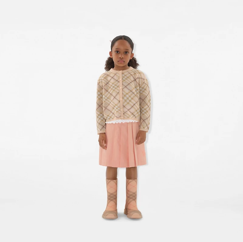 Check Alpaca Silk Blend Cardigan in Shell | Burberry® Official