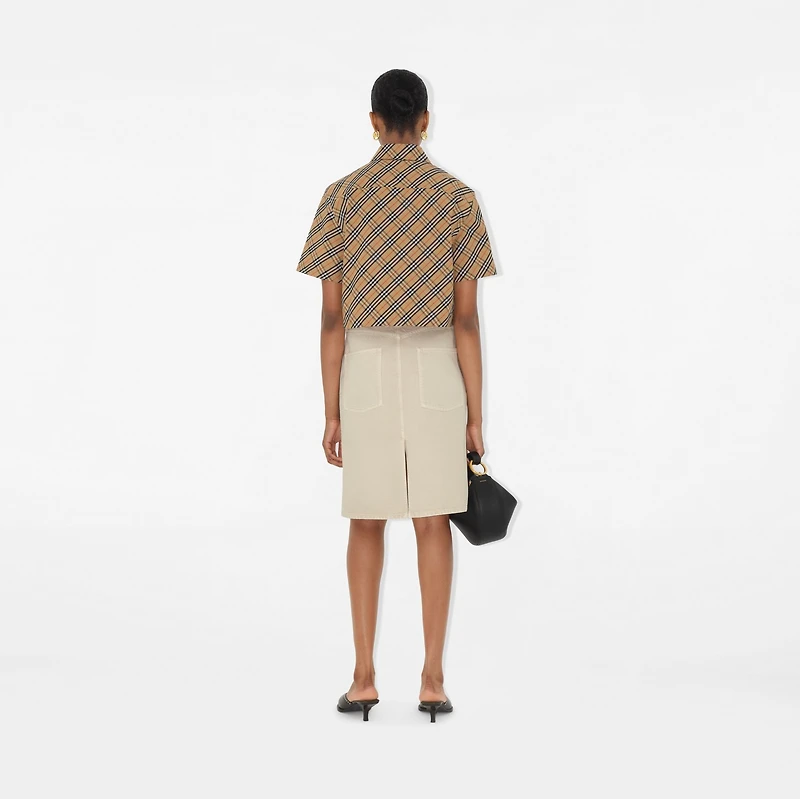 Cropped Check Cotton Shirt in Sand - Women | Burberry® Official