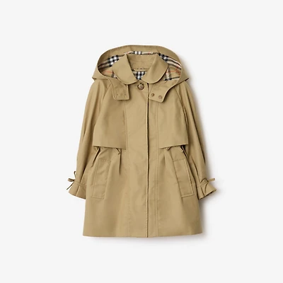 Cotton Hooded Trench Coat in Sand beige | Burberry® Official