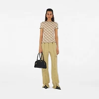 Check Stretch Cotton T-shirt in Teacup - Women | Burberry® Official