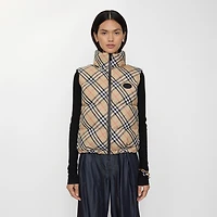 Check Puffer Gilet in Sand beige - Women | Burberry® Official