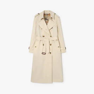 Long Tropical Gabardine Waterloo Trench Coat in Clam beige - Women | Burberry® Official