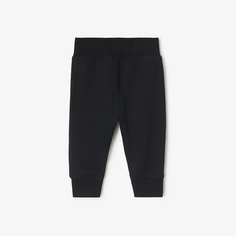 Check Trim Cotton Jogging Pants in Black | Burberry® Official