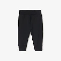 Check Trim Cotton Jogging Pants in Black | Burberry® Official