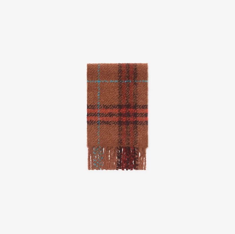 Check Alpaca Wool Blend Bouclé Scarf in Ginger brown | Burberry® Official