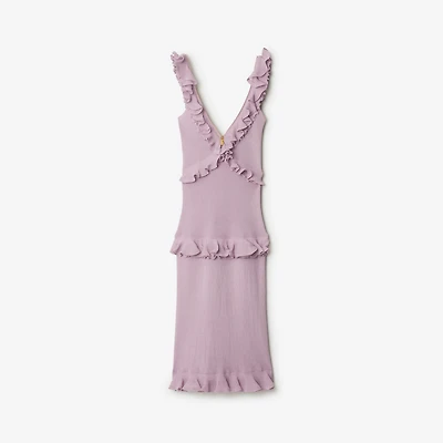 Ruffled Silk Blend Dress in Wisteria - Women | Burberry® Official