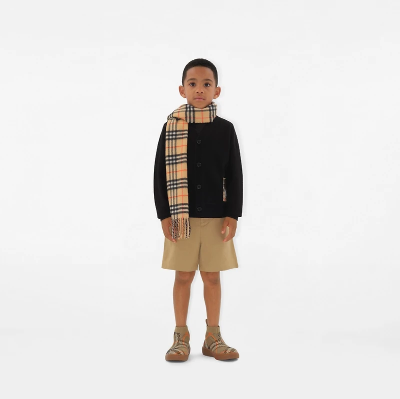 Check Label Wool Cardigan in Black | Burberry® Official