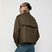 Cropped Tropical Gabardine Trench Jacket in Juniper green - Women, Cotton | Burberry® Official