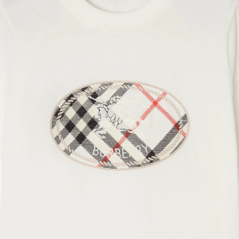 Check Knight Stamp Cotton T-shirt in Chalk white - Women | Burberry® Official