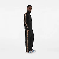 Check Trim Cotton Blend Track Pants in Black - Men | Burberry® Official