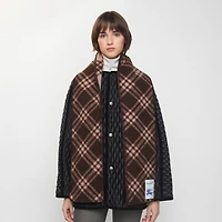 Narrow Check Wool Scarf in Bark brown/pink | Burberry® Official