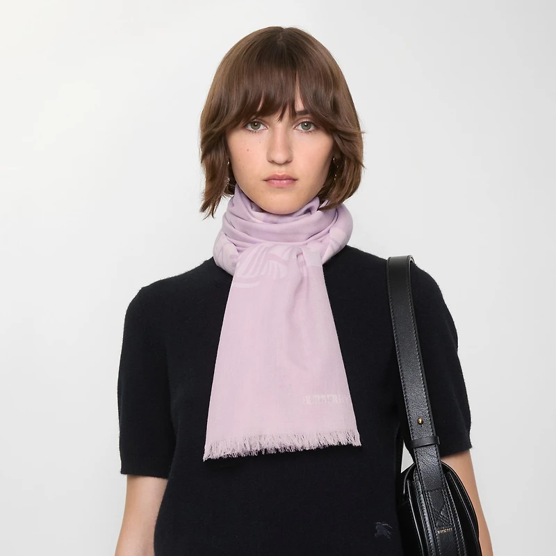 Wide EKD Wool Scarf in Fondant | Burberry® Official