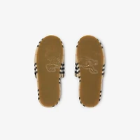 Check Wool Blend Slippers in Sand beige - Women | Burberry® Official