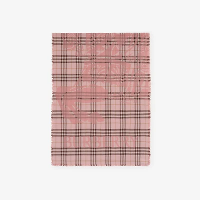 Wide EKD Check Wool Silk Scarf in Bow pink | Burberry® Official