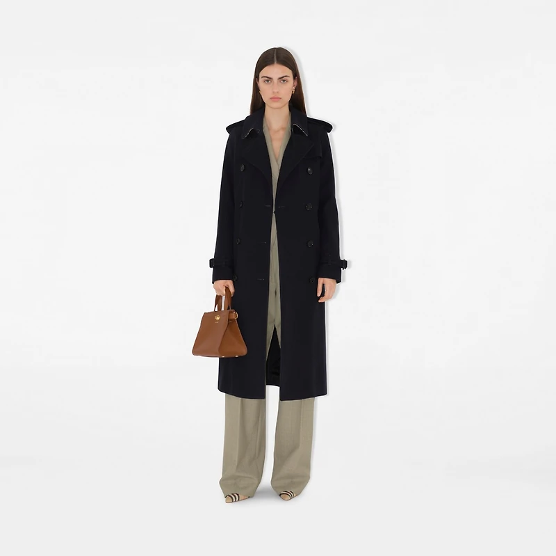 Long Cashmere Kensington Trench Coat in Navy - Women | Burberry® Official