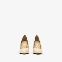 Check Leather Dame High Pumps in Putty beige - Women | Burberry® Official