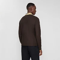 Long-sleeve Check Collar Cotton Polo Shirt in Clove brown - Men | Burberry® Official