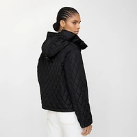 Cropped Quilted Nylon Hooded Jacket in Black - Women | Burberry® Official