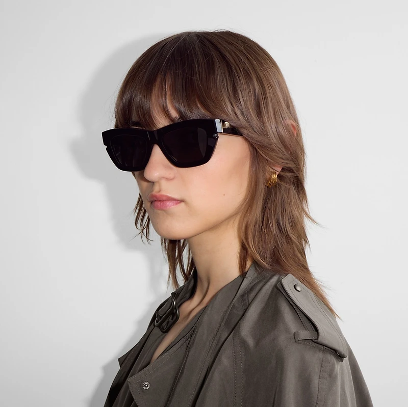 Inlaid Check Cat-eye Sunglasses​ in Black - Women | Burberry® Official