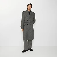 Long Herringbone Wool Trench Coat in Coal grey/light thistle grey - Men | Burberry® Official
