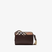 Pop Check Crossbody Bag in Peat brown/sand beige - Men, Leather | Burberry® Official