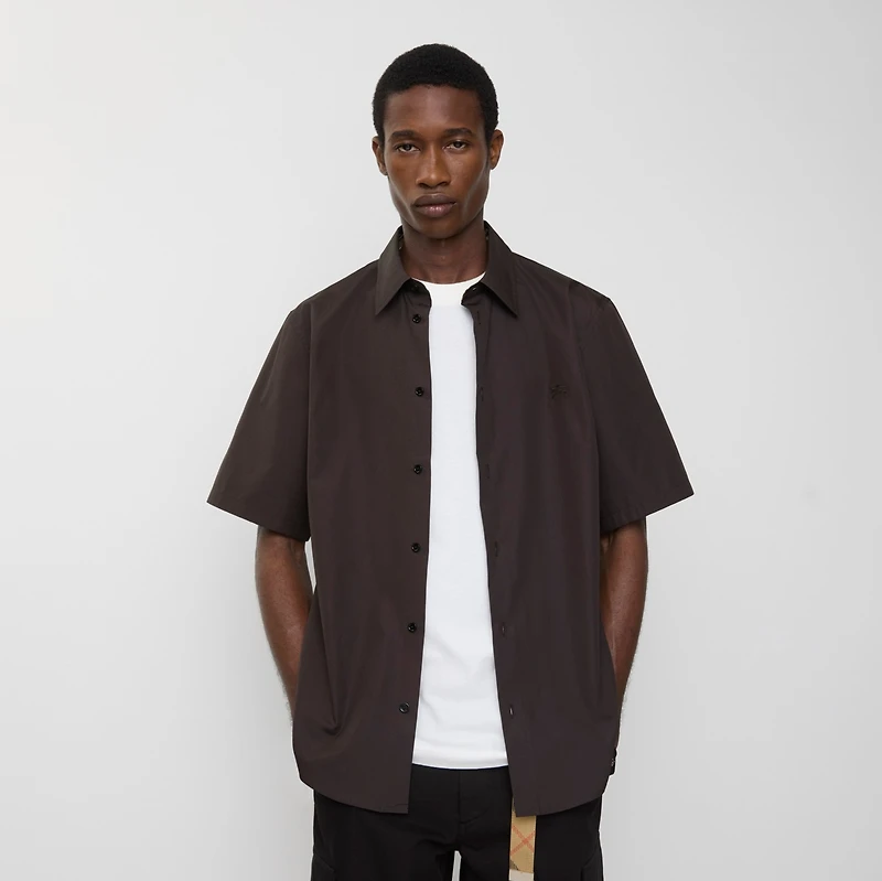 Regular Fit Cotton Poplin Shirt in Bark brown - Men | Burberry® Official
