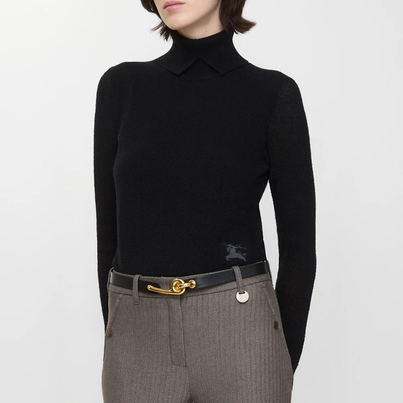 Thin Leather Bridle Belt in Black - Women | Burberry® Official