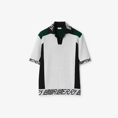 Logo Trim​ Wool Polo Shirt in White/black/green - Men | Burberry® Official