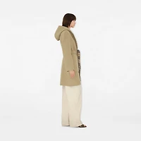 Reversible Wool Hooded Wrap Coat in Sand - Women | Burberry® Official