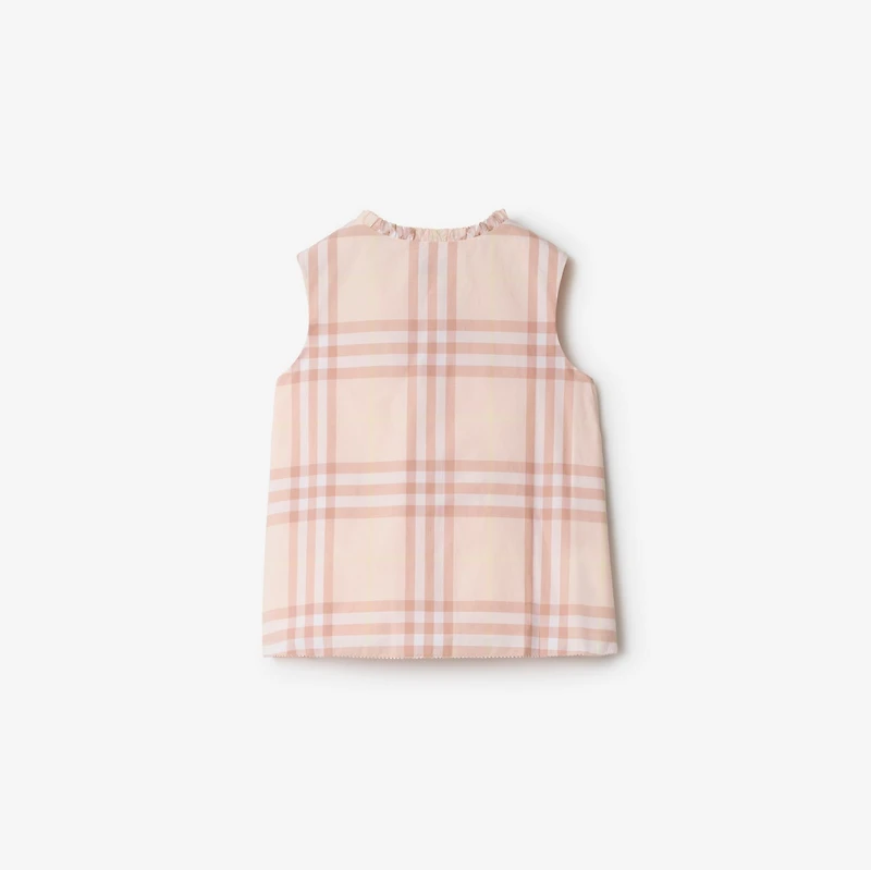 Check Cotton Poplin Top in Shell | Burberry® Official