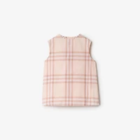 Check Cotton Poplin Top in Shell | Burberry® Official