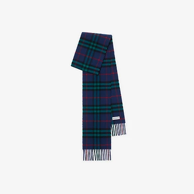 Narrow Check Cashmere Scarf in Bugle blue | Burberry® Official