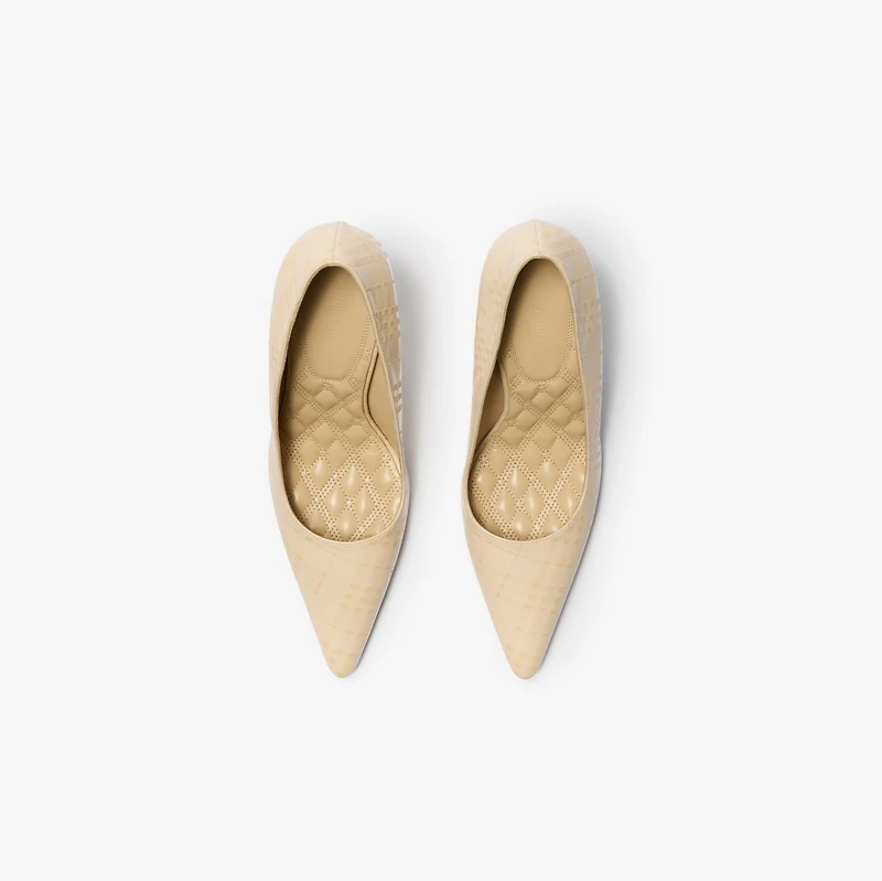 Check Leather Dame High Pumps in Putty beige - Women | Burberry® Official