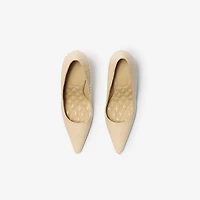 Check Leather Dame High Pumps in Putty beige - Women | Burberry® Official