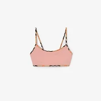 Check Trim Bikini Top in Begonia pink - Women, Wool | Burberry® Official