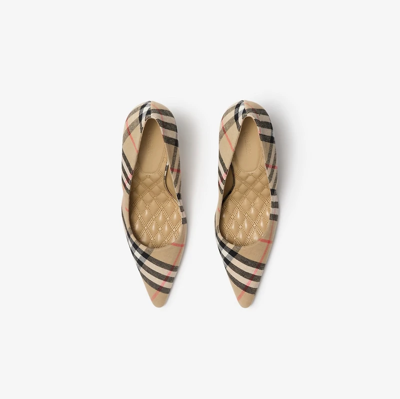 Check Dame Pumps​ in Sand - Women, Linen | Burberry® Official