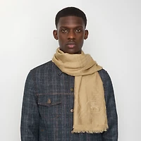 Wide Check Wool Silk Scarf in Sand | Burberry® Official