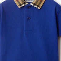 Check Collar Cotton Polo Shirt in Knight | Burberry® Official