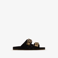Check Suede Urchin Sandals in Black - Women | Burberry® Official