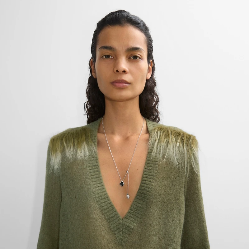 Onyx Shield Pendant Necklace in Silver/black/clear - Women | Burberry® Official