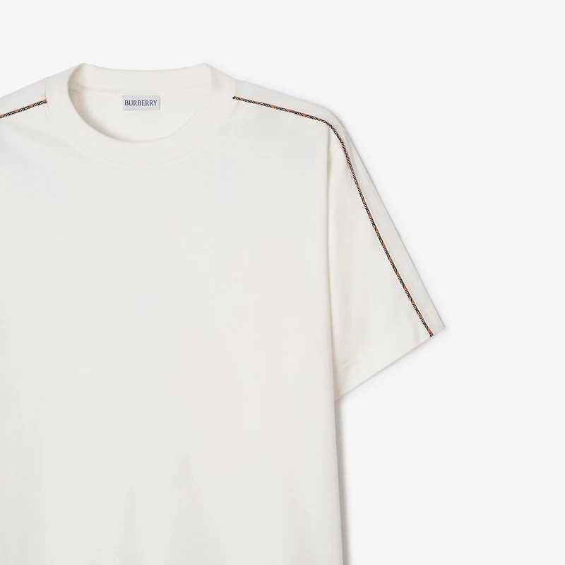 Check Piping Cotton T-shirt in Chalk white - Men | Burberry® Official