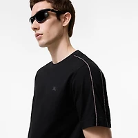 Check Piping Cotton T-shirt in Black - Men | Burberry® Official
