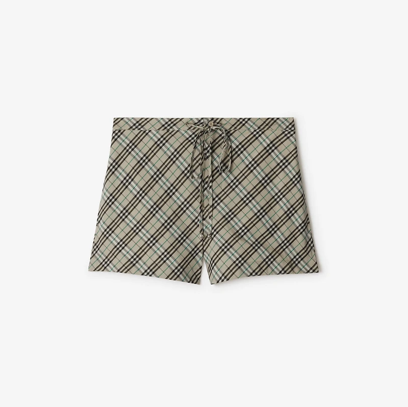 Check Cotton Pyjama Shorts in Husk - Women | Burberry® Official