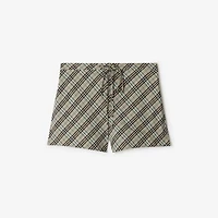 Check Cotton Pyjama Shorts in Husk - Women | Burberry® Official