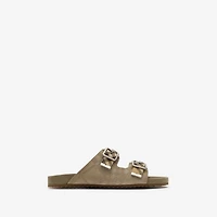 Check Suede Urchin Sandals in Sparrow beige - Men | Burberry® Official