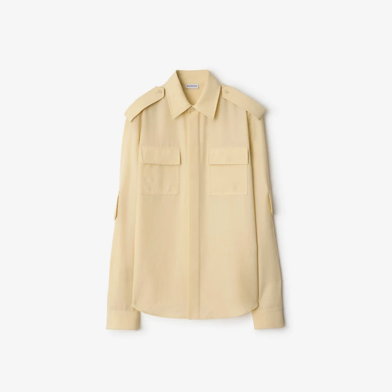 Silk Wool Blend Shirt in Nutmeg - Women | Burberry® Official
