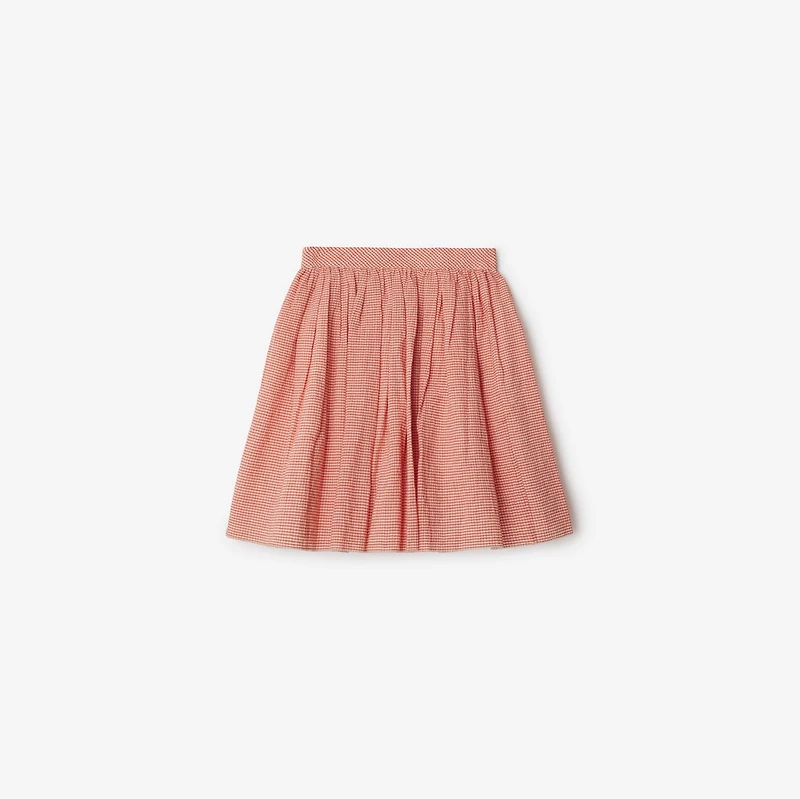 Gingham Cotton Skirt in Orange red | Burberry® Official